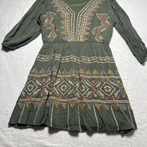 Savanna Jane Embroidered Green Boho Dress